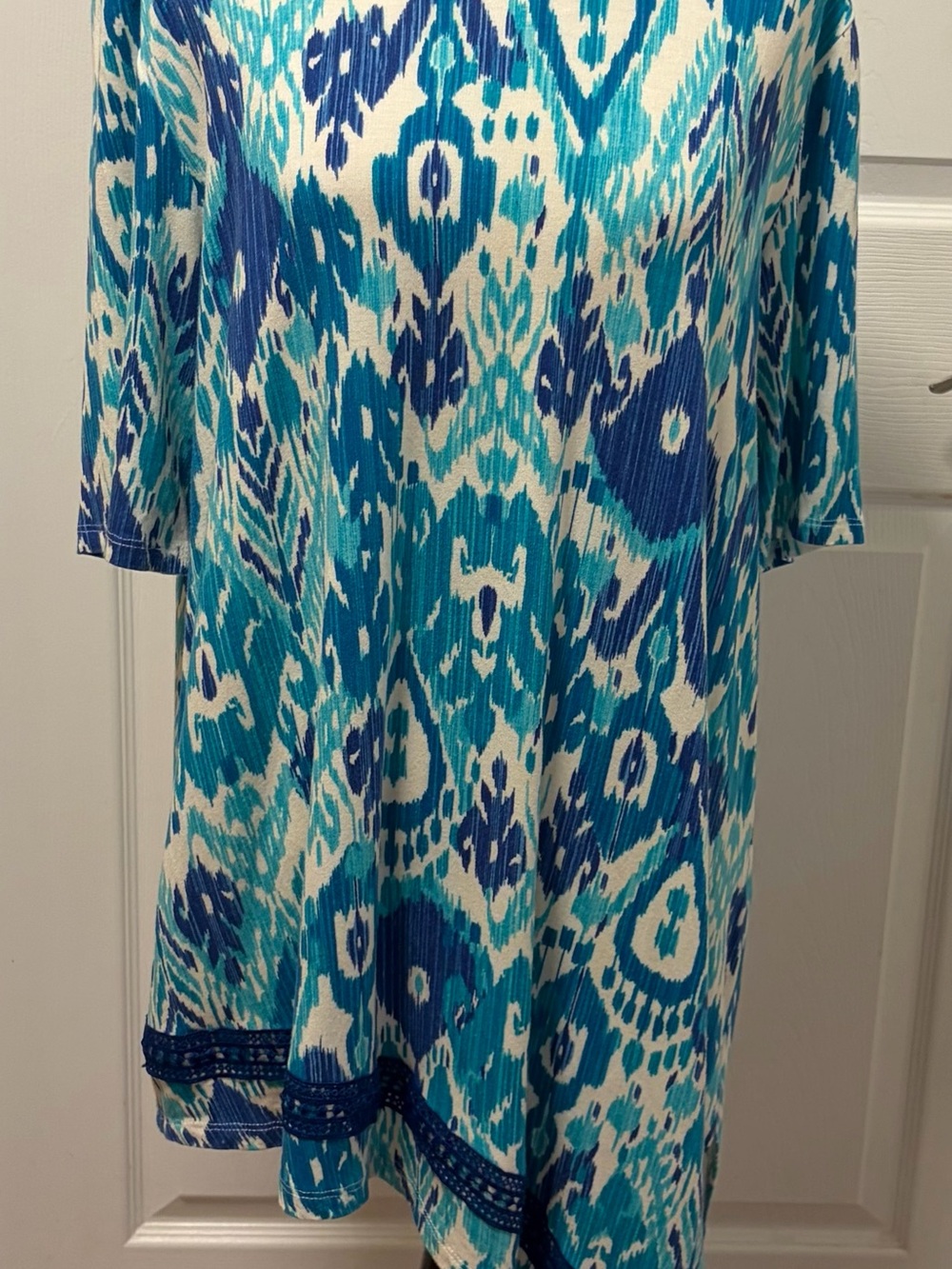 Chico's Blue and Teal Ikat Print Tunic